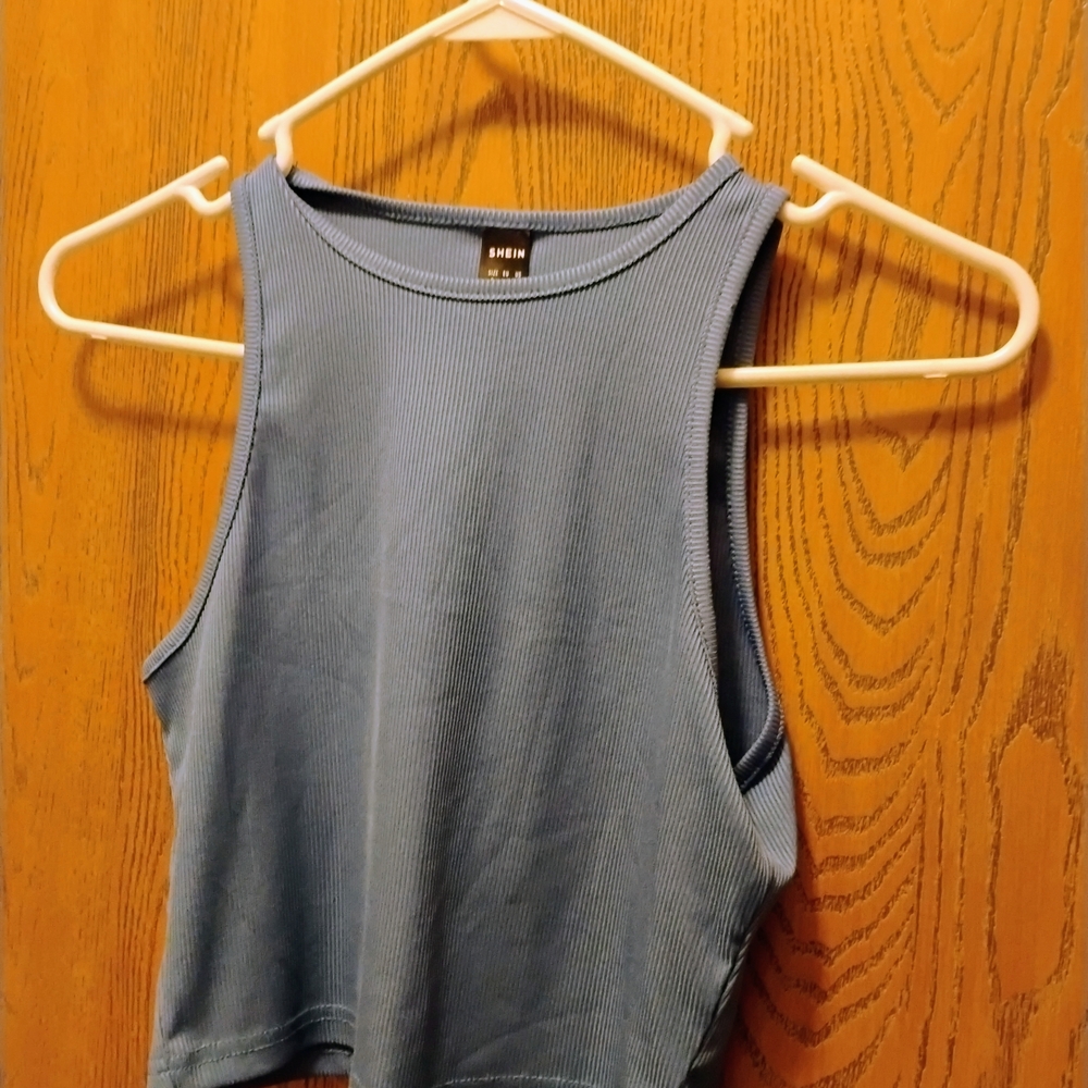 SHEIN Blue Ribbed Tank Top
